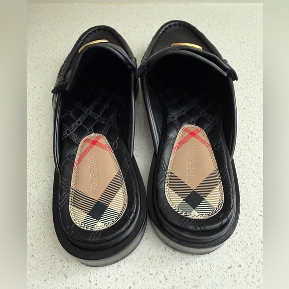 Burberry Cadet Ruched Black Leather Loafer Mule Size EU 38 US 8 - Picture 6 of 10